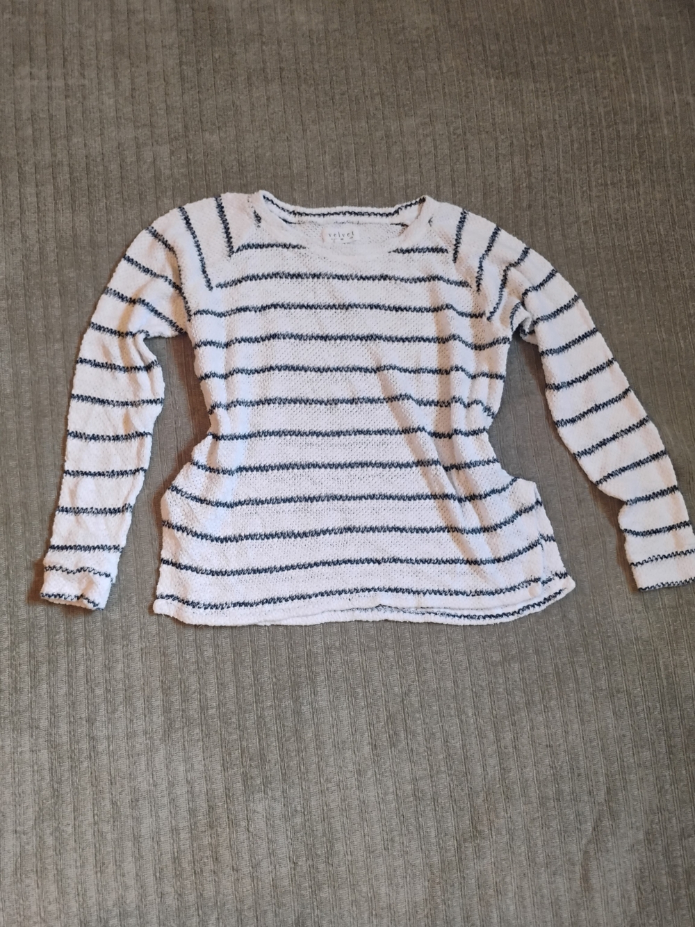 .Velvet Graham & Spencer Striped Open Knit Sweater Size XS Cotton Blend Made in